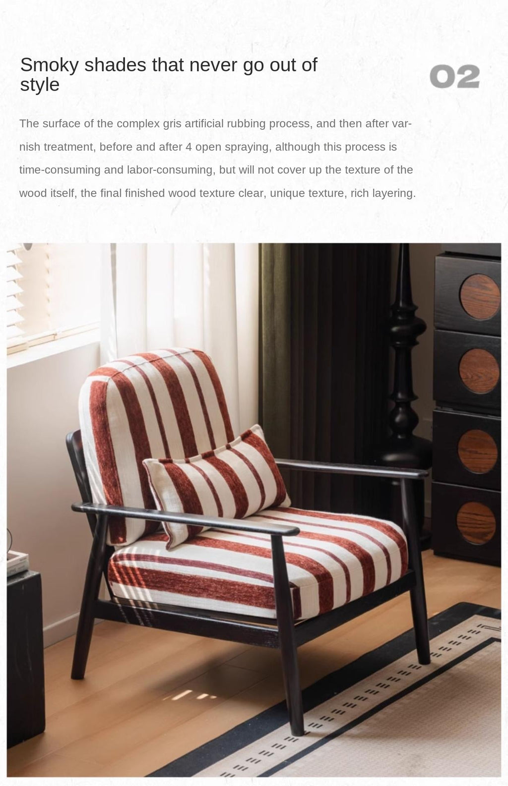 Oak Solid Wood French Retro Single Chair