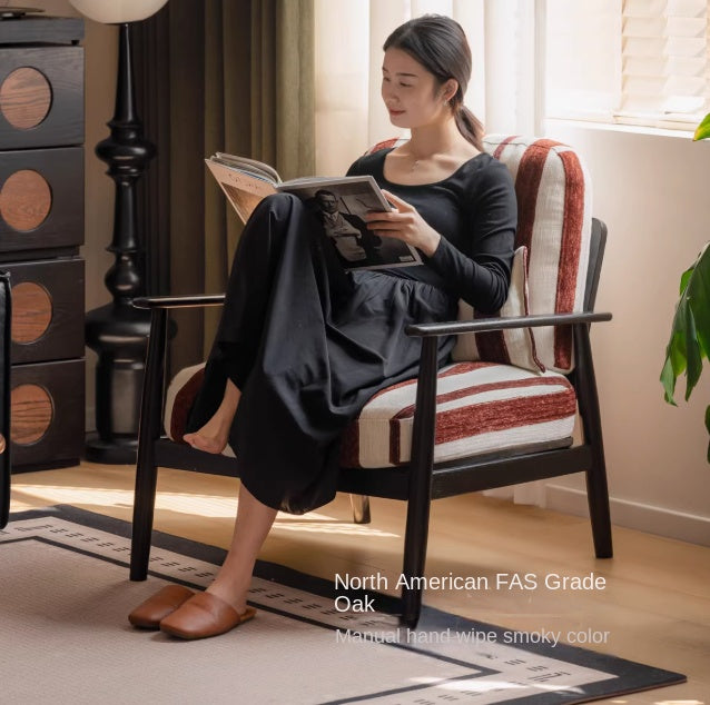 Oak Solid Wood French Retro Single Chair