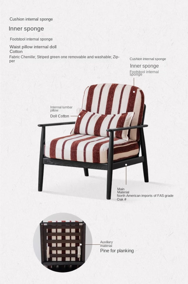 Oak Solid Wood French Retro Single Chair