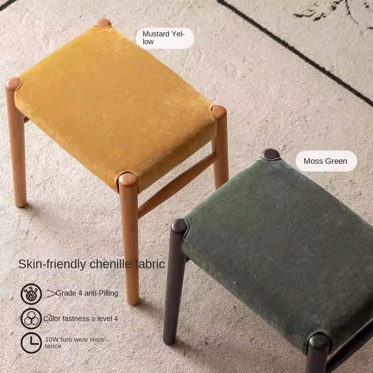 Cherry, Oak Solid Wood Retro Makeup Stool