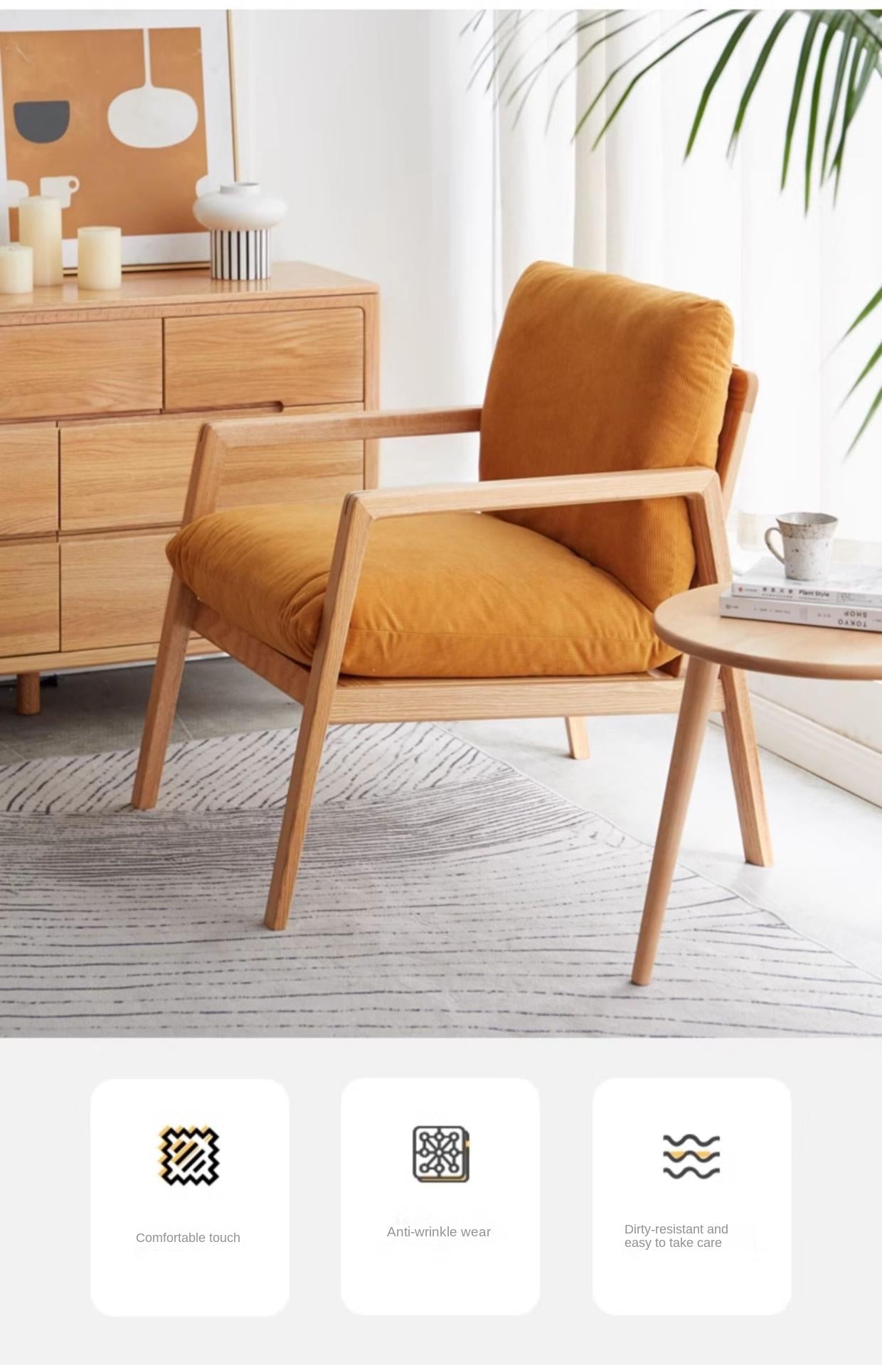 Oak Solid Wood Modern Leisure Lounge Chair