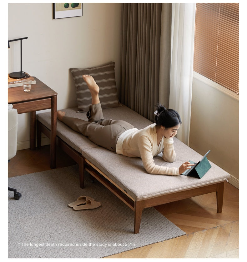 Oak, Solid RubberWood, Beech Solid Wood Sofa Bed Folding Single Bed