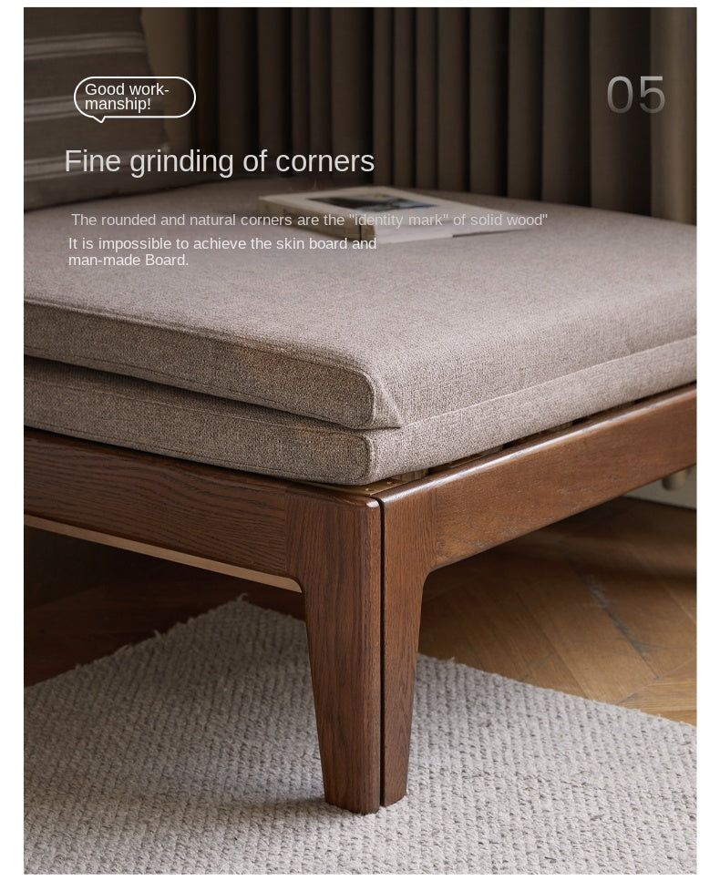 Oak, Solid RubberWood, Beech Solid Wood Sofa Bed Folding Single Bed