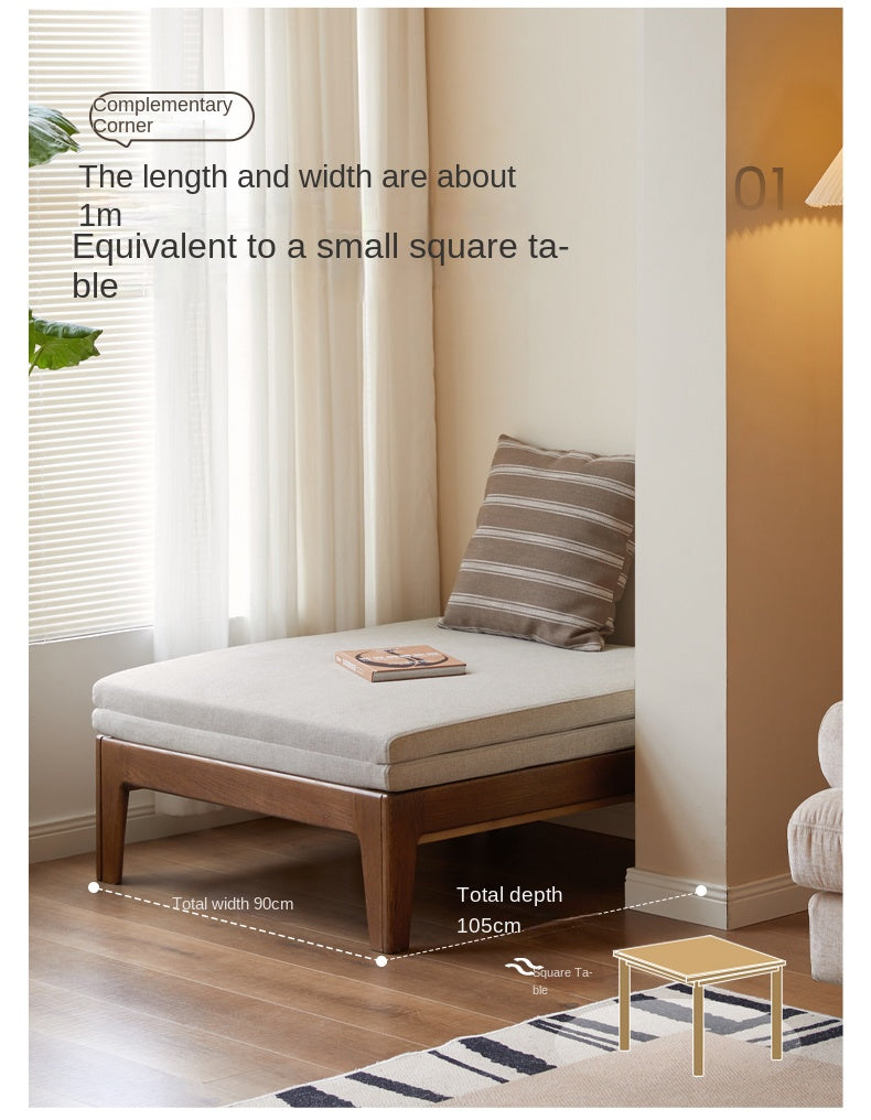 Oak, Solid RubberWood, Beech Solid Wood Sofa Bed Folding Single Bed