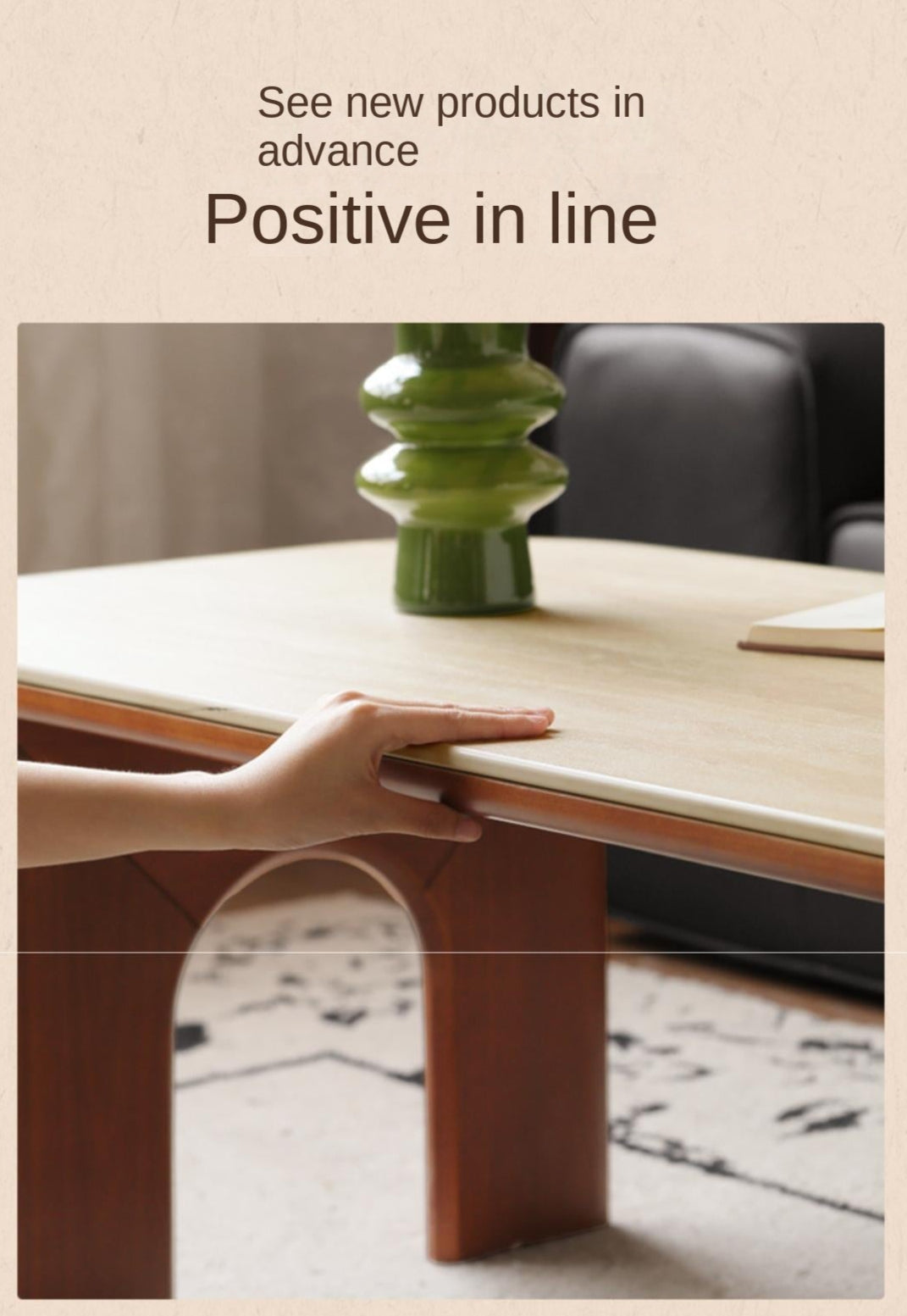 Tulip Solid Wood French Retro Rock Plate Coffee Table.