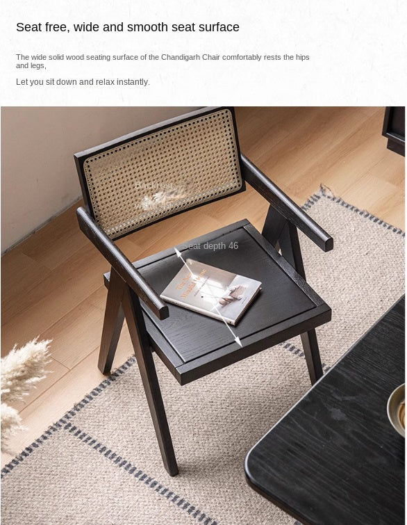 Ash, Oak, Cherry Solid Wood Light Luxury Leisure Dining Chair