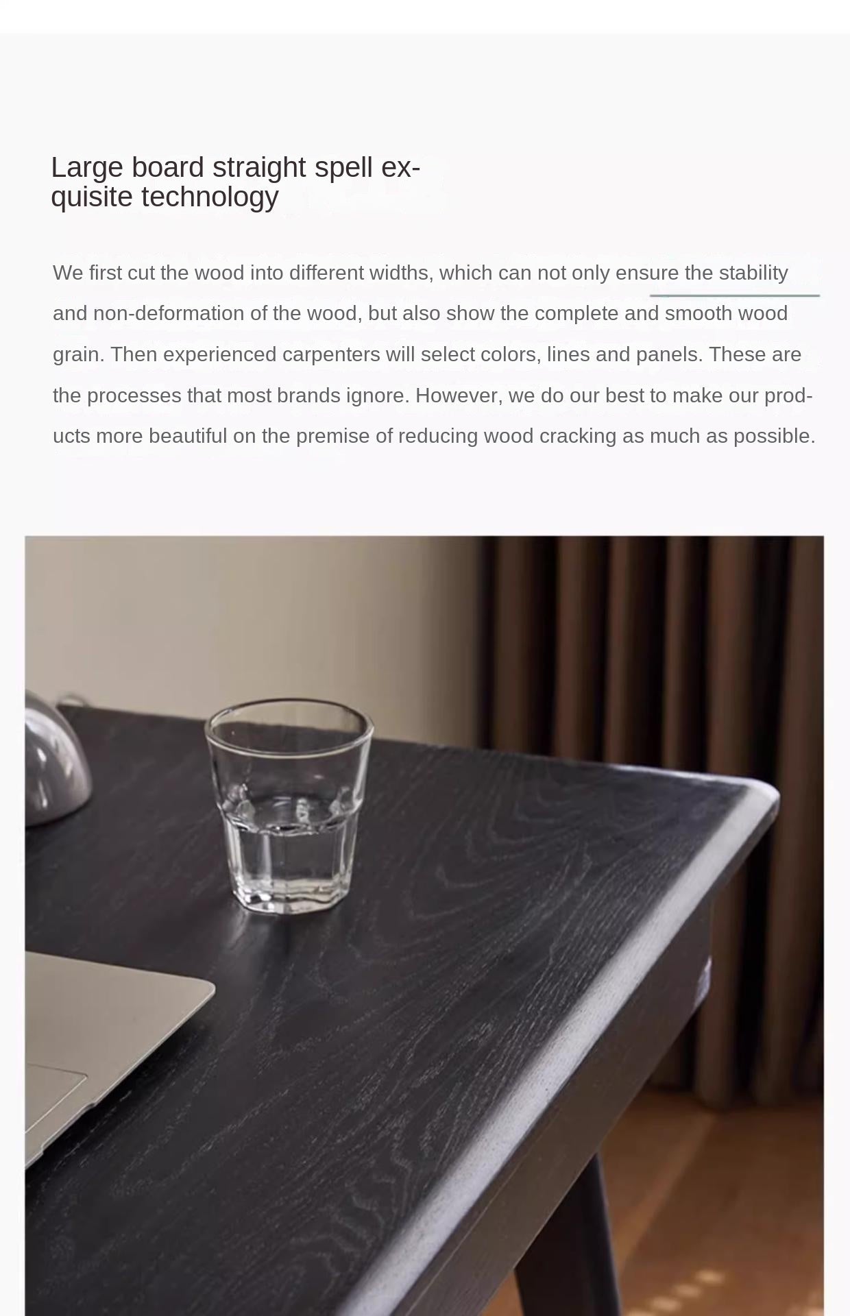 Oak Solid Wood Black Office Desk With Drawer