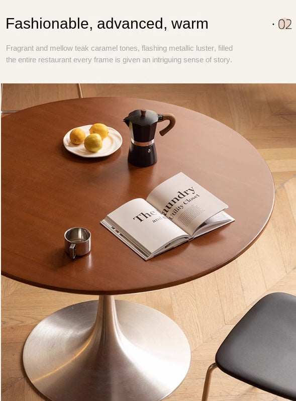 Poplar Solid Wood Antique Style Round Bauhaus Tea Table