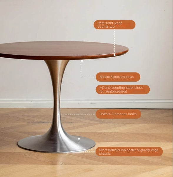 Poplar Solid Wood Antique Style Round Bauhaus Tea Table