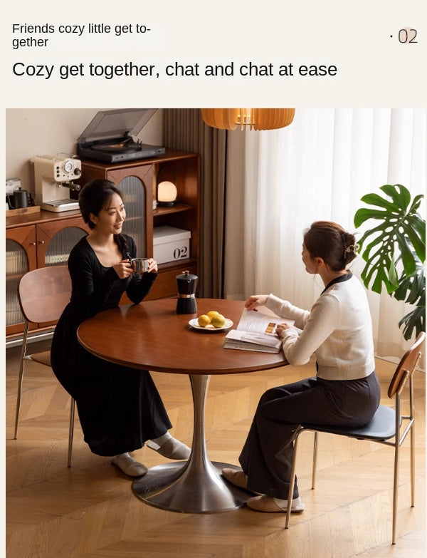 Poplar Solid Wood Antique Style Round Bauhaus Tea Table