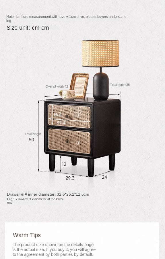 Oak Solid Wood Vintage Black Nightstand