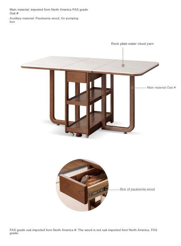 Oak Solid Wood Folding Rock Dining Table