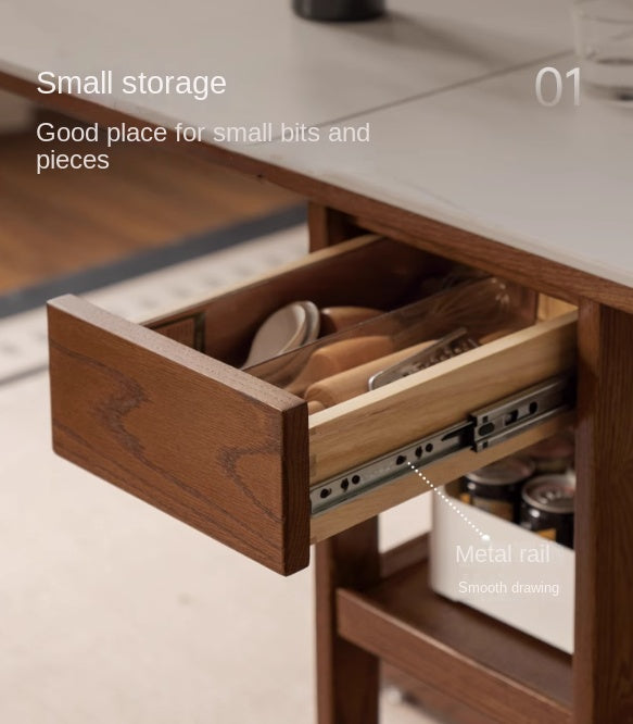 Oak Solid Wood Folding Rock Dining Table