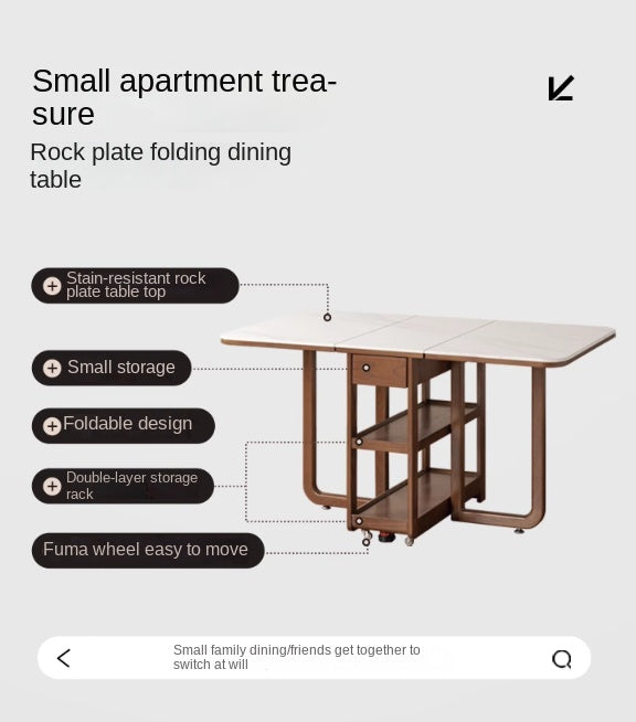 Oak Solid Wood Folding Rock Dining Table