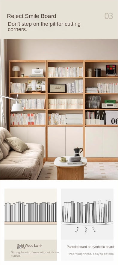 Oak Solid Wood Cream Wind Floor Bookshelves