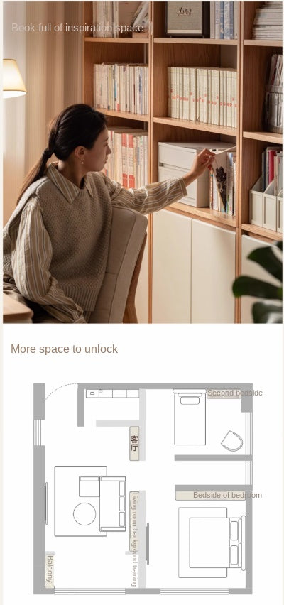 Oak Solid Wood Cream Wind Floor Bookshelves