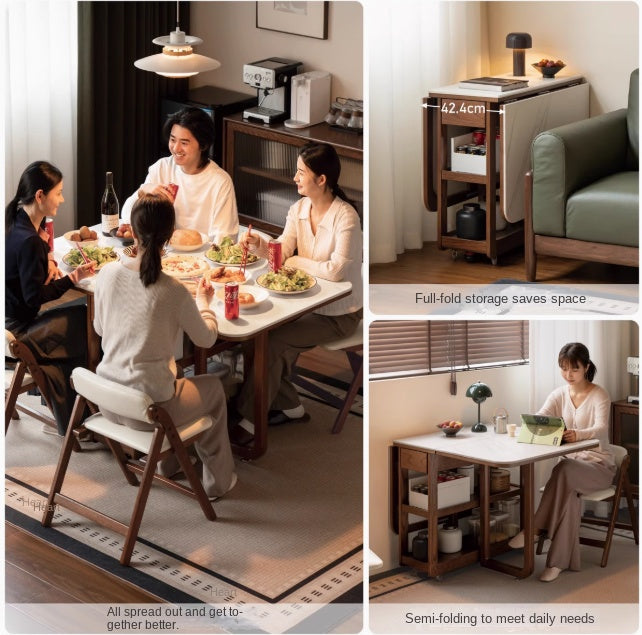 Oak Solid Wood Folding Rock Dining Table