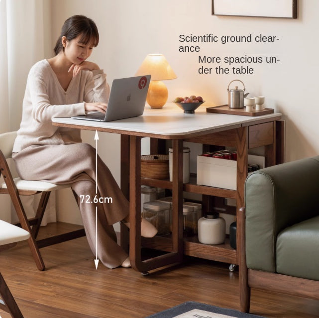 Oak Solid Wood Folding Rock Dining Table