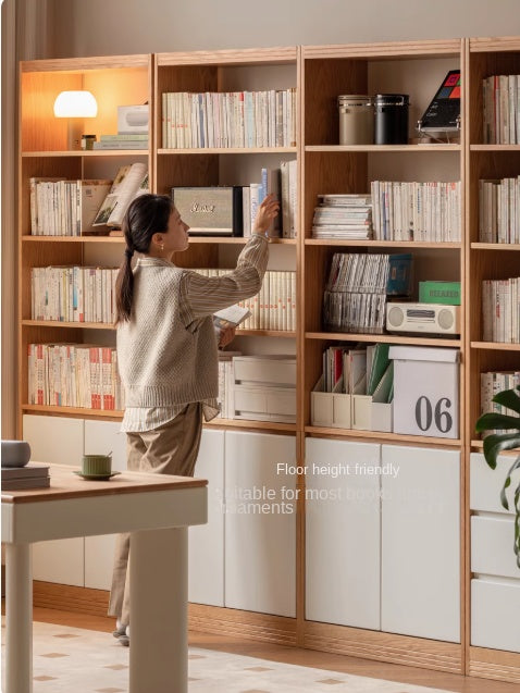 Oak Solid Wood Cream Wind Floor Bookshelves