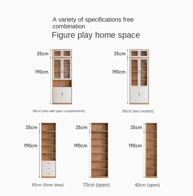 Oak Solid Wood Bookcase Storage Style Floor High