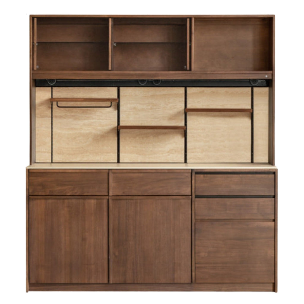 Black Walnut Solid Wood Dining Cabinet Antique Style Rock Board