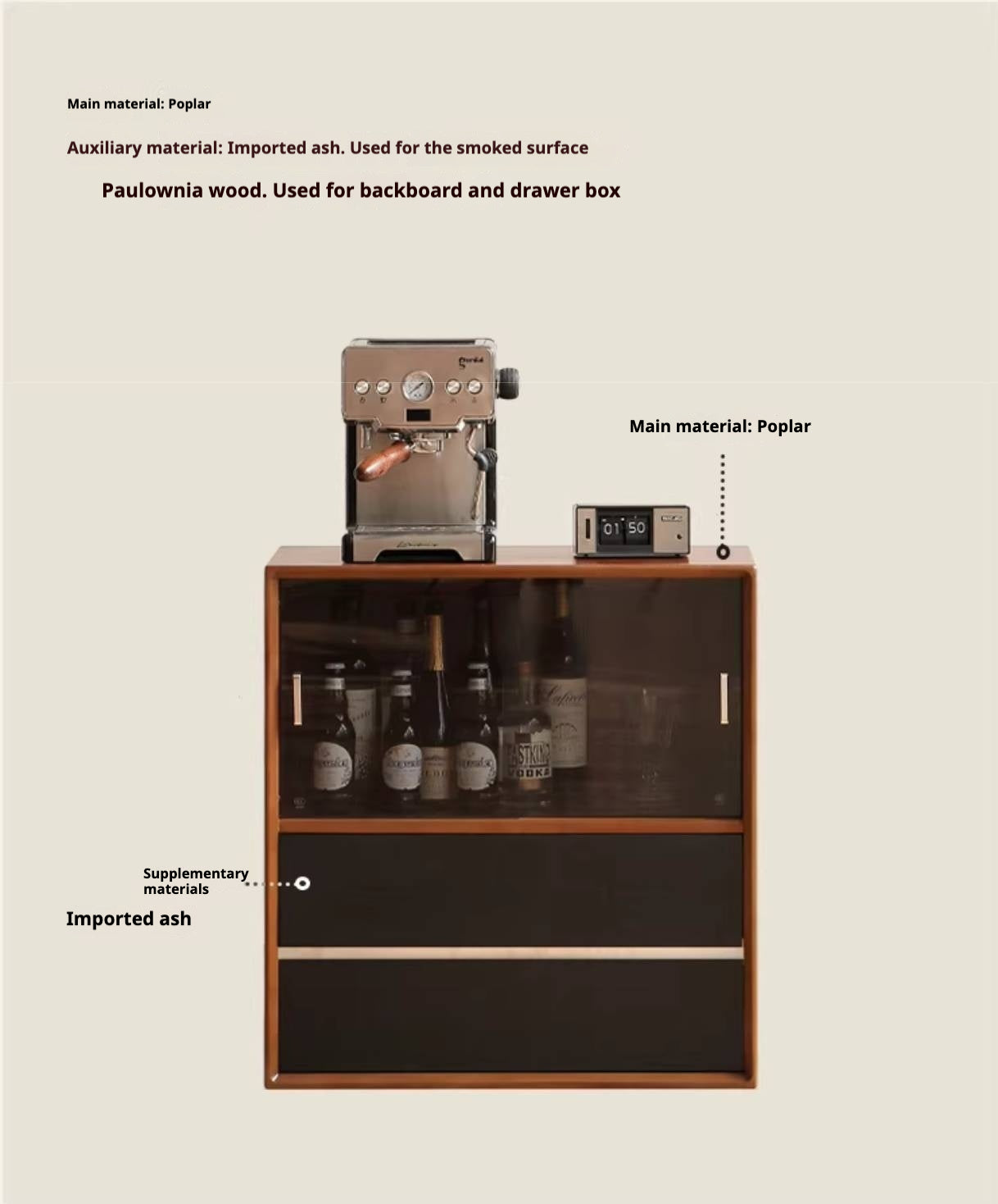Poplar Solid Wood Ancient Style Bookcase