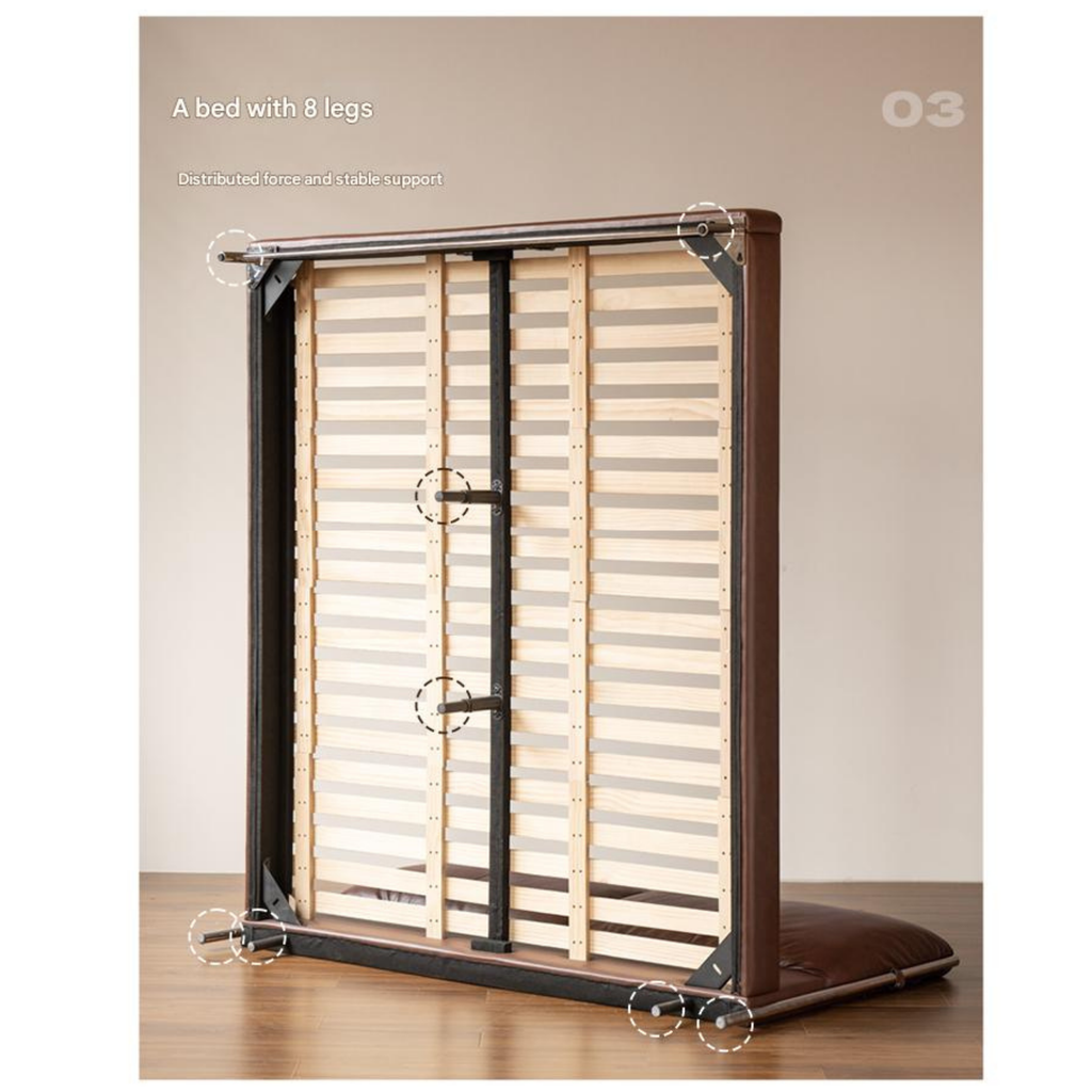 Leather Italian Light Luxury Brown Double Bed