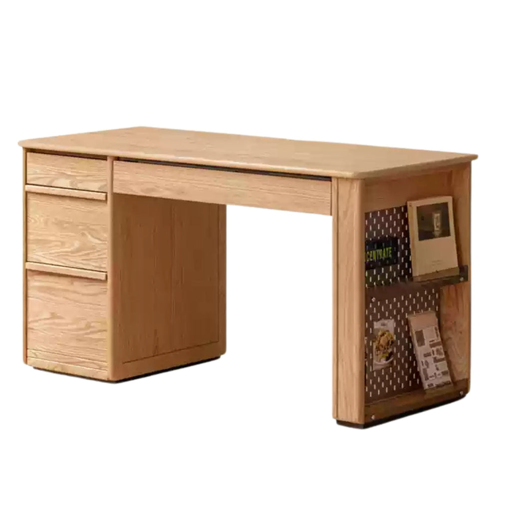Oak Solid Wood Modern Computer Desk With Shelf