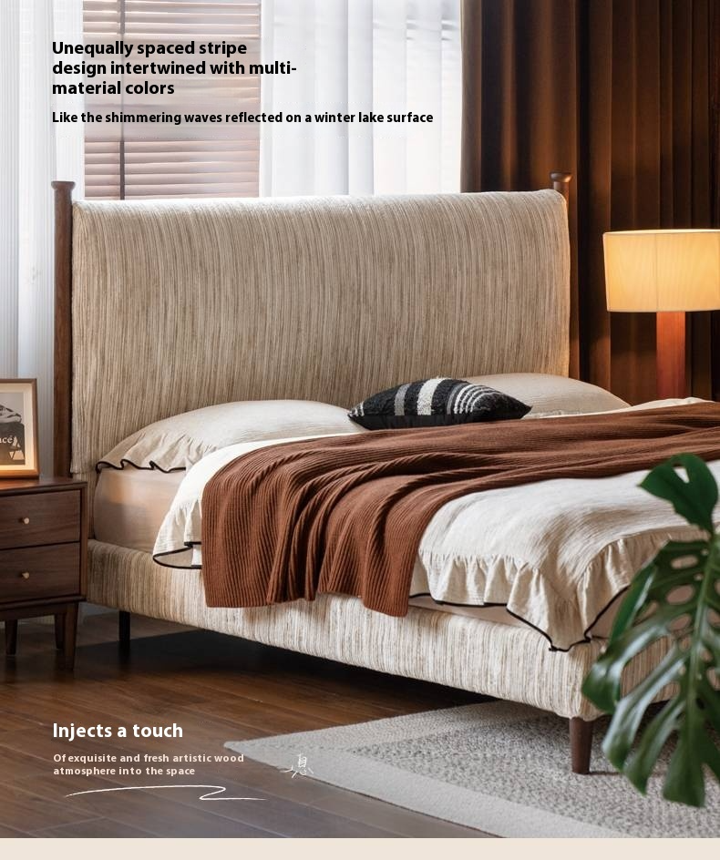 Fabric Chenille Soft Backrest Bed French Retro Style