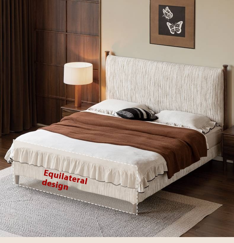 Fabric Chenille Soft Backrest Bed French Retro Style