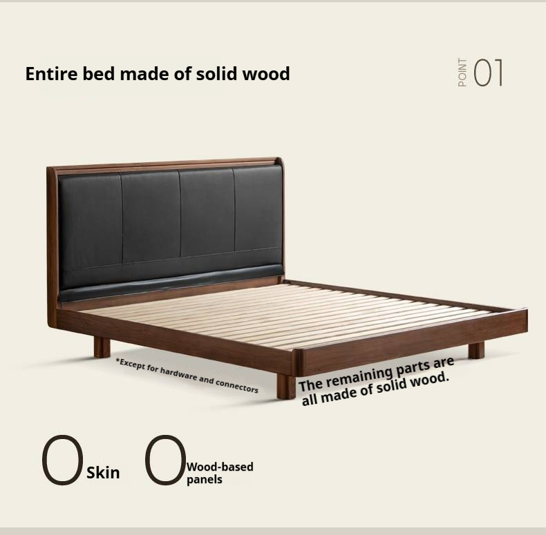 Black Walnut Solid Wood  Luxury Leather With Light Bed
