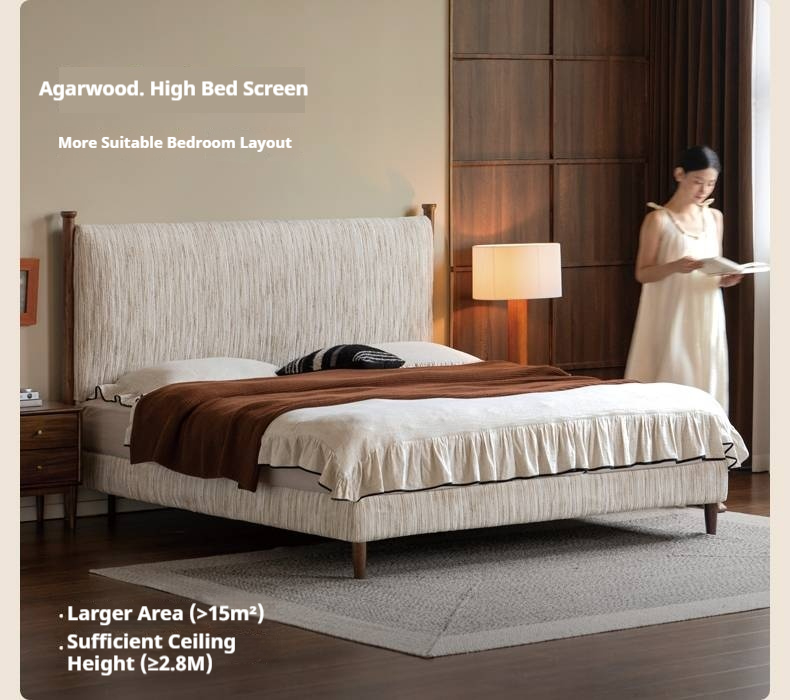 Fabric Chenille Soft Backrest Bed French Retro Style