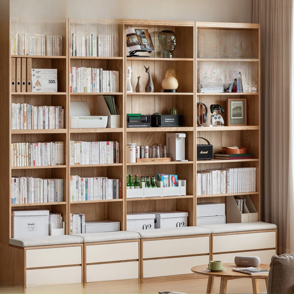 Oak Solid Wood Cream Style Study  Bookcase