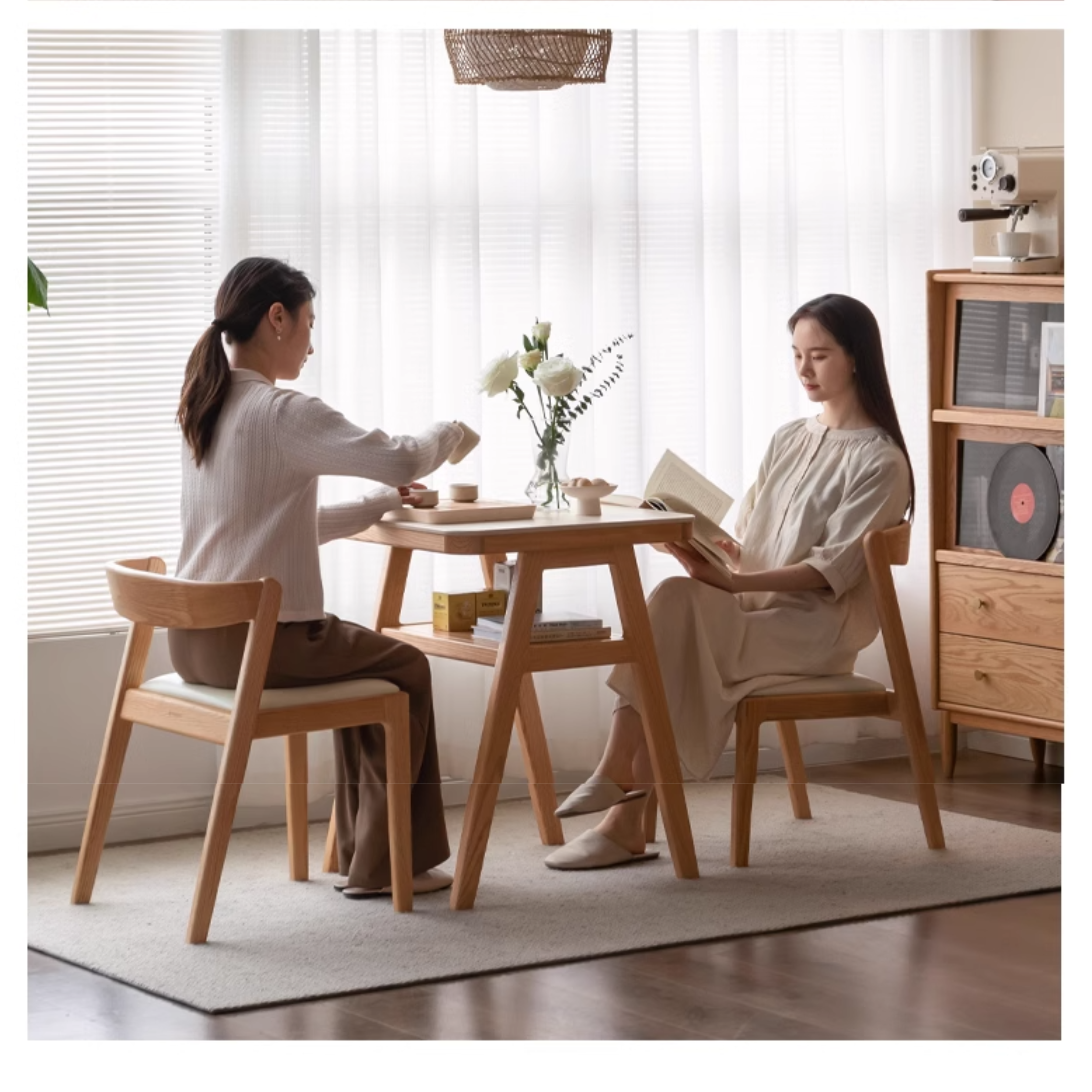 Oak Solid Wood Restaurant Rock Board Dining Table