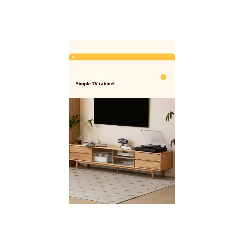 Solid Rubberwood, Oak Solid Wood Scandinavian TV Stand