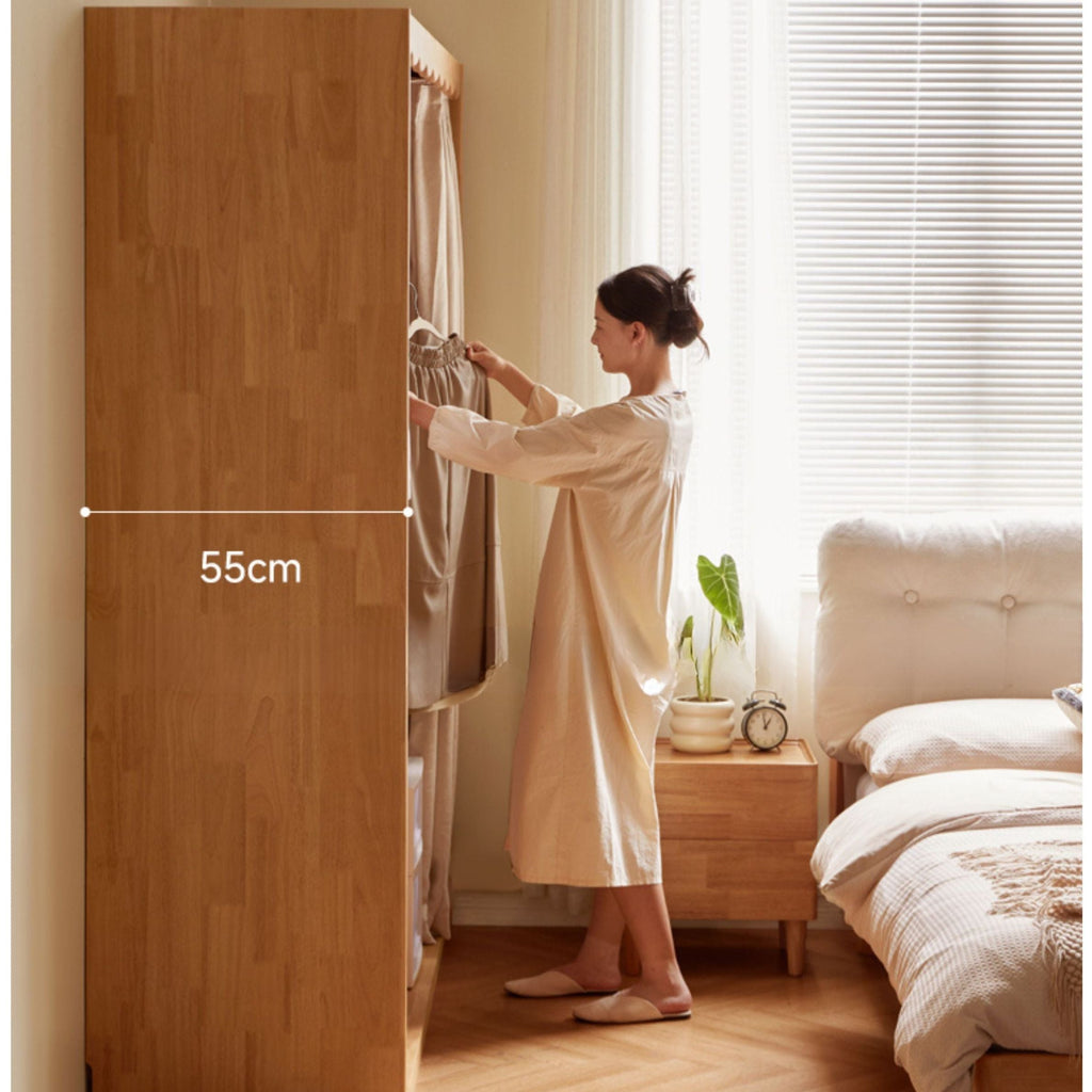 Solid Rubberwood Dustproof Layered Wardrobe