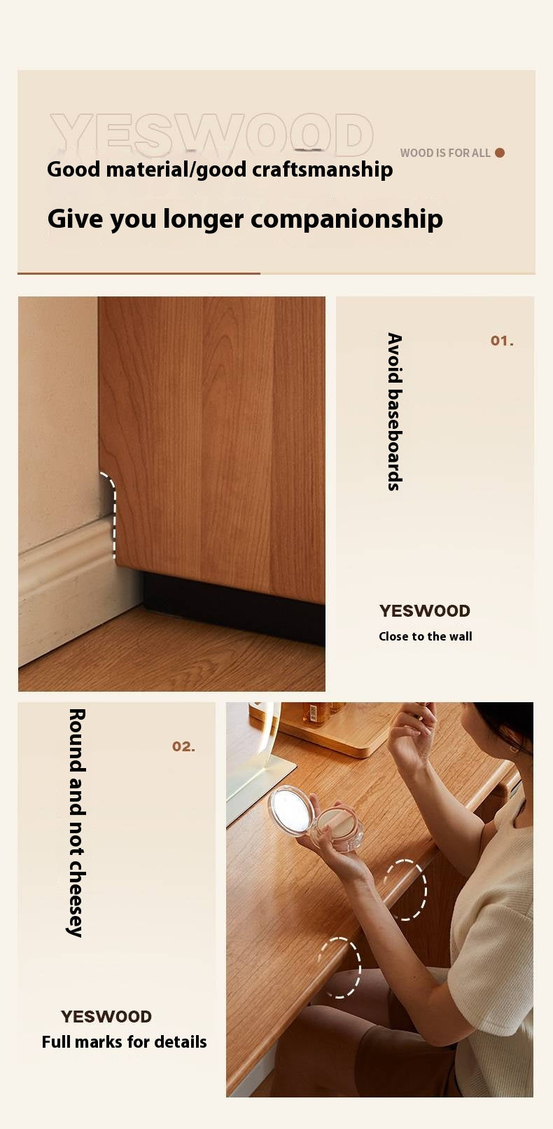 Cherry Solid Wood Modern Style Dressing Table