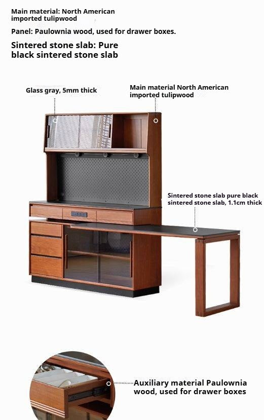 Poplar Solid Wood Island Dining Table Rotatable