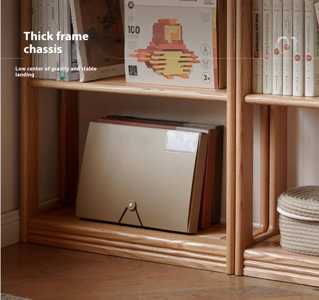 Rubberwood, Oak Solid Wood Modern Style Bookshelf