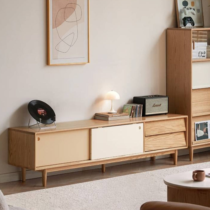 Oak Solid Wood Modern TV Stand.