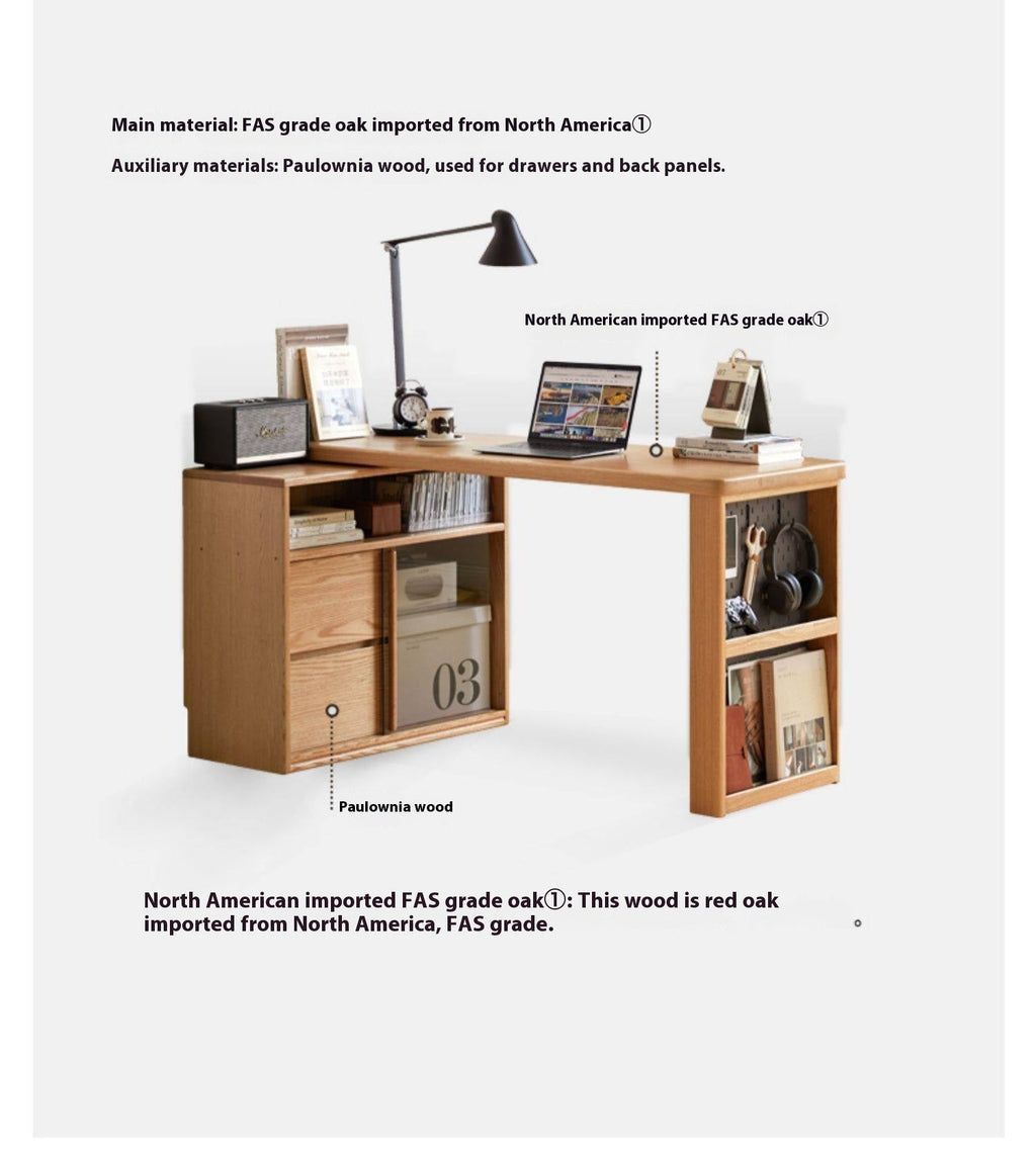 Oak Solid Wood Corner Office Desk