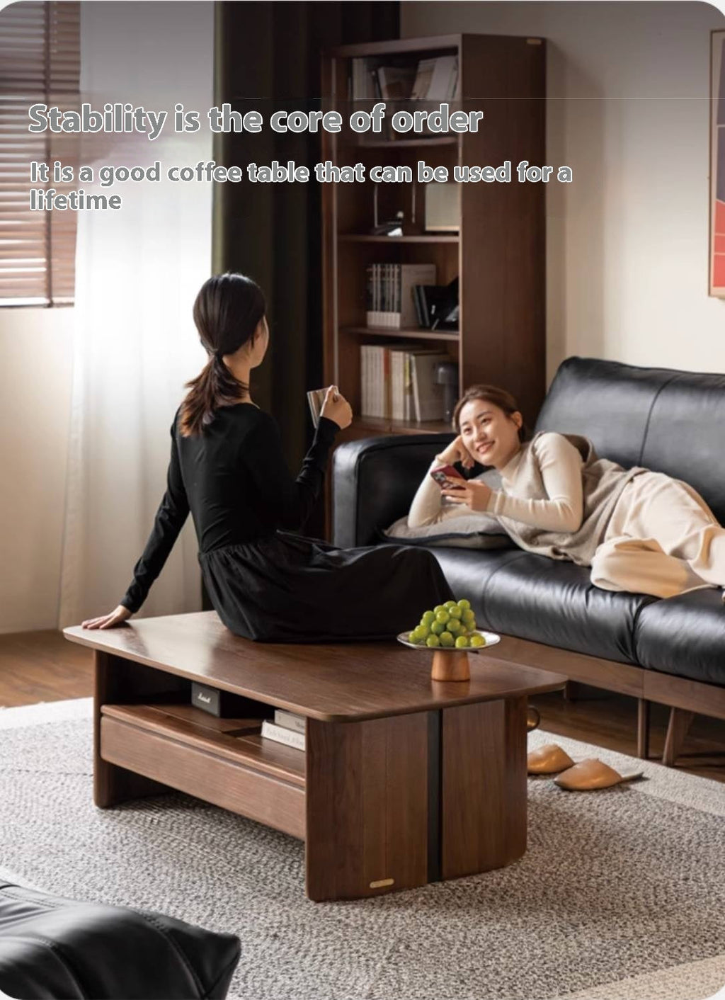 Black Walnut Solid Wood Rock Plate Coffee Table