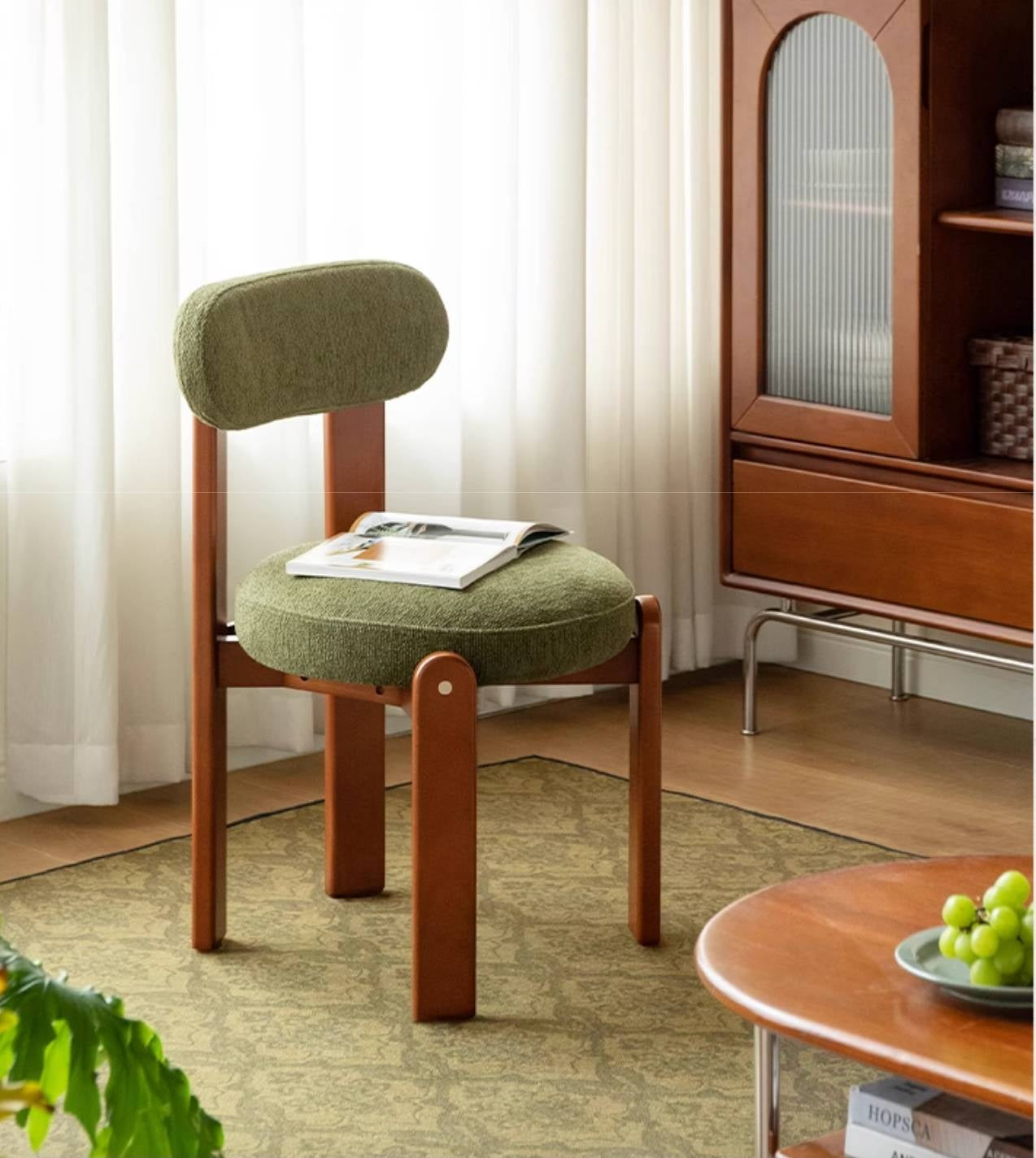 Black Walnut, Cherry, Beech, Solid Rubberwood Retro Style Dining Chair