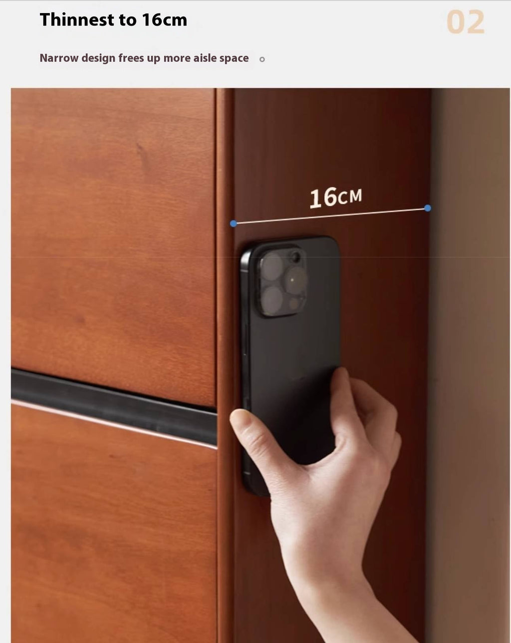 Poplar Solid Wood Middle-Age Ultra-Thin Shoe Cabinet