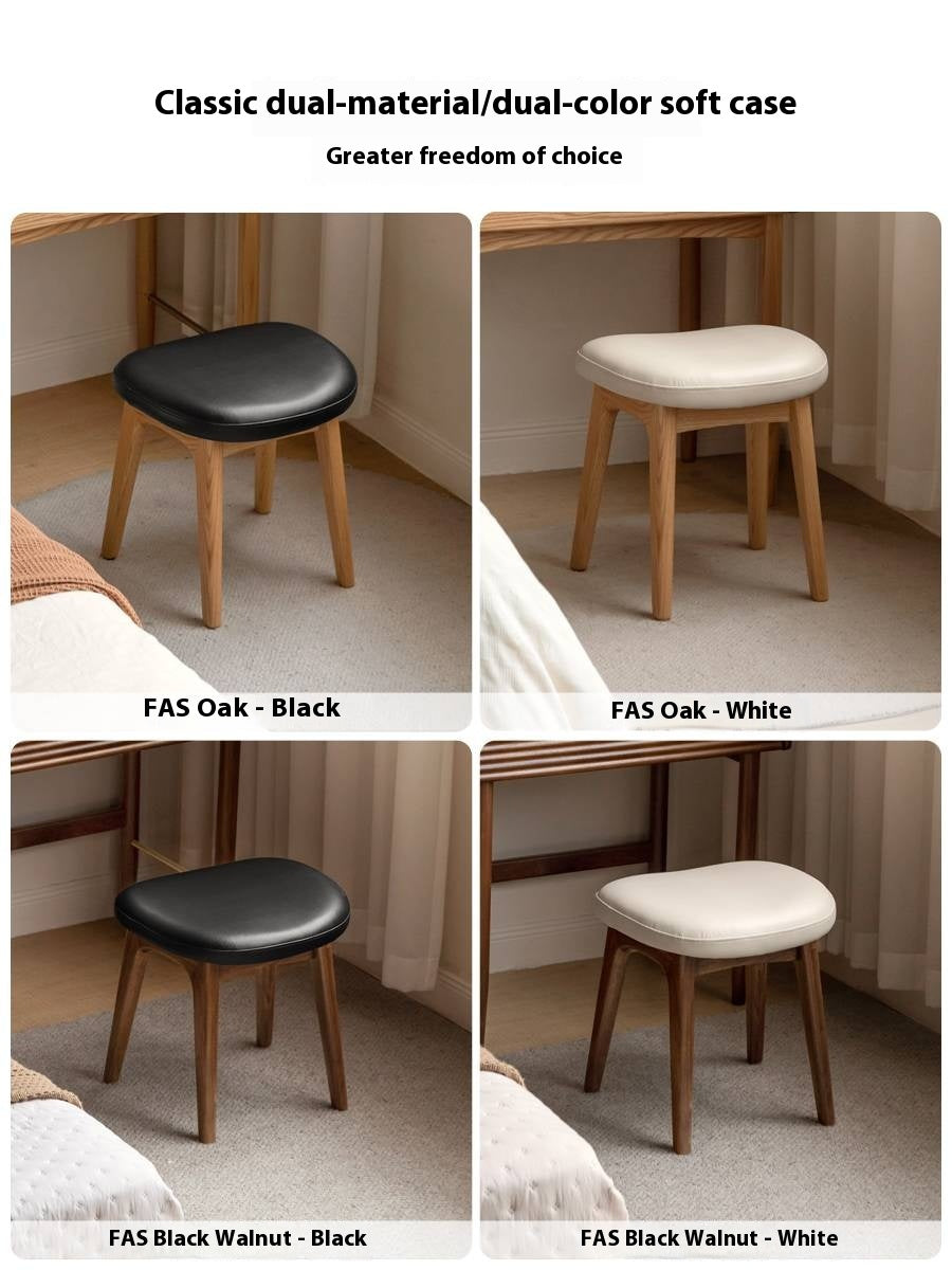 Ash, Black Walnut, Oak, Sandalwood Solid Wood Makeup Stool