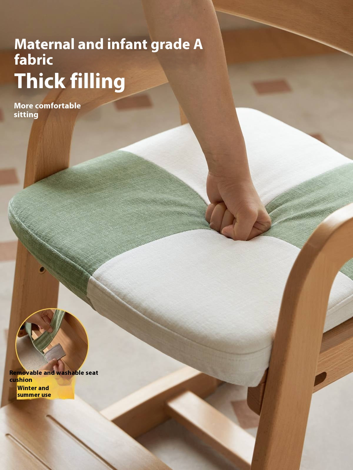 Beech Solid Wood Washable Kids Soft Chair