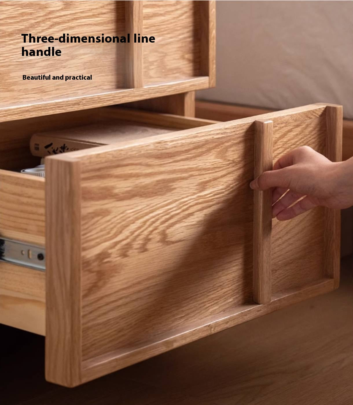 Red Oak, White Oak Solid Wood Two-drawer Nightstand