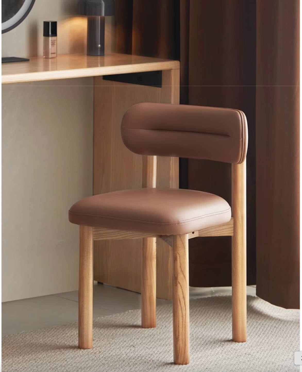 Ash Solid Wood Modern Makeup Stool