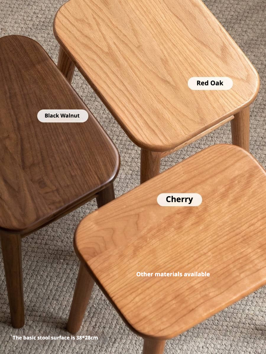 Ash Solid Wood Square Makeup Stool
