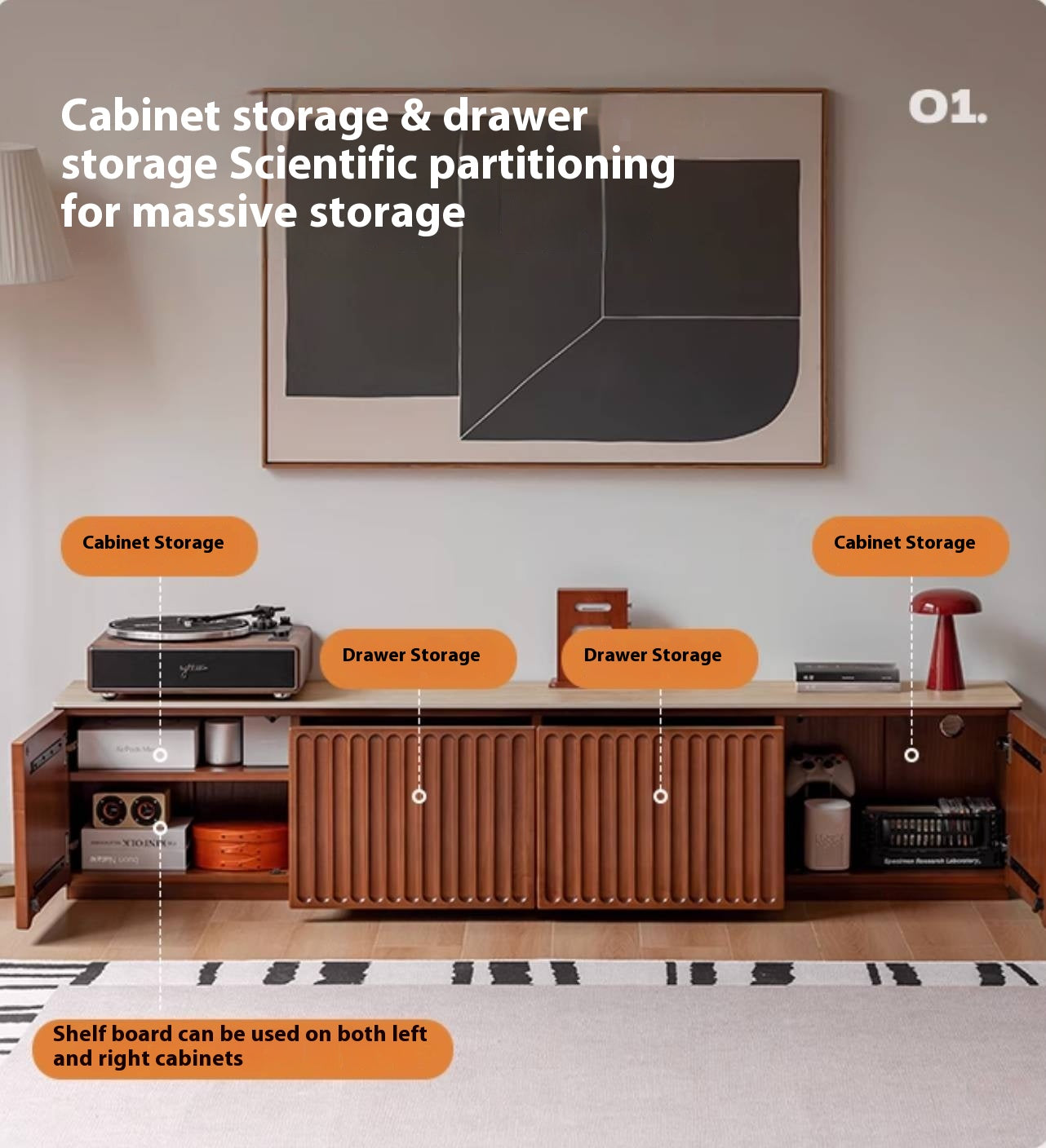 Poplar Solid Wood Antique Style TV Stand